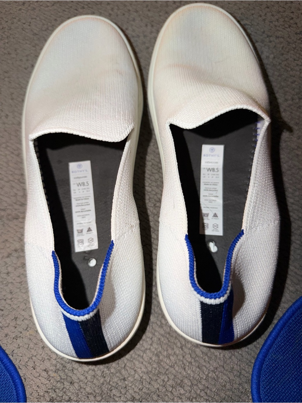 Rothy's Slip-On Loafers in Bright White with Blue Insole - Picture 10 of 12